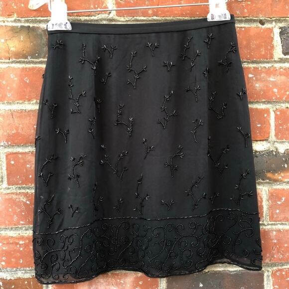 INC Silk black mini skirt lined with beads. Size 4 - Picture 1 of 9
